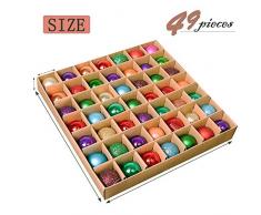 Valery Madelyn Bolas de Navidad Decoraciones de Adornos navideños 30 mm Adornos de Bolas de árbol de Navidad Indestructible Acabados Mixtos Mesa Central, Cadena pre-Atada (49 Piezas)