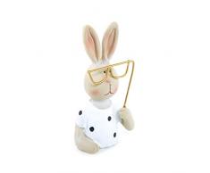 Logbuch-Verlag - Figura Decorativa de Conejo de Pascua con Gafas, de Arcilla para Colocar de pie, Color Blanco y Negro