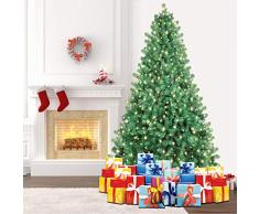 SHareconn Artificial Verde Árbol de Navidad, Material PVC, Soporte en Metal con 400 Luz LED, 228cm