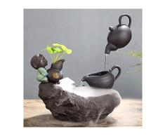 Fuentes de Interior Fuente Buda Cubierta Zen Fuente de Agua de Mesa con atomizador de cerámica Fuente Decorativa Creativa de la decoración del hogar Regalo Feng Shui Fuente Hogar (Color : B)