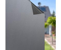 rabbitgoo Vinilo Cristal Ventana Protector Privacidad Sin Pegamento Pegatina Opaco Vinilo Decorativo Pelicula Autoadhesivo Adherencia Electrostática Pegatina Deslustrada Negro 44.5x200CM