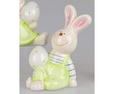 dekojohnson - Figura Decorativa de Conejo de Pascua Pintada a Mano, 14 cm, Tarjeta de Regalo