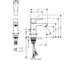 Hansgrohe Metris Grifo Monomando de Lavabo con Vaciador Automático, Cromo, 110 mm
