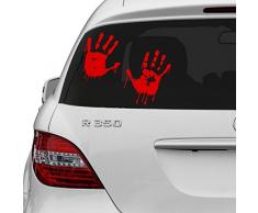 (10x7 cm) Vinilo Adhesivo Pared Rojo Manos Sangrientas Diseño / Sangre Vampiro Manija Decorativo Pegatina / Divertido Walking Dead Calcomanías De Coches + Gratis Al azar adhesivo Regalo