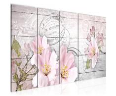 Cuadro en Lienzo Flores de Sakura 150 x 60 cm - XXL Impresión Material Tejido no Tejido Artística Imagen Gráfica Decoracion de Pared - 5 piezas - Listo para colgar - 210056a