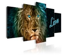 murando Cuadro en Lienzo 200x100 cm ! Tres colores a elegir - 5 Partes - Formato Grande - Impresion en calidad fotografica - Cuadro en lienzo tejido-no tejido - Afrika Fuego Leon g-A-0094-b-n 200x100 cm