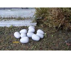 10 St. miniatura Madera teñida Huevos, color blanco. Tamaño 7 x 10 mm. Belén en miniatura. W071