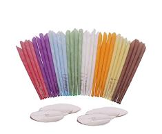 All Natural Ear Candles Conos de vela de cera de abeja – 32 piezas (8 colores), 100% orgánicos cilindros no tóxicos fragancia, velas huecas con 32 discos protectores