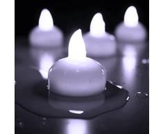 Novelty Place [Flota en el Agua] Velitas Sin Llama, Velas Pequeñas LED Flotantes con Baterías - Blanco Elegante para Bodas, Centro de Mesa y SPA (Paquete de 12)