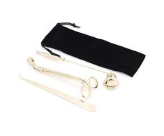 MoYouno Kit de Herramientas de Cubierta de Vela de 3 Piezas, Cortador de Mecha, apagavelas, cucharón de Mecha, Conjunto de Cortador de Vela de Acero Inoxidable (Gold)