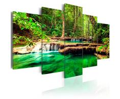 murando - Cuadro en Lienzo 200x100 cm Cascada Impresión de 5 Piezas Material Tejido no Tejido Impresión Artística Imagen Gráfica Decoracion de Pared Naturaleza Paisaje c-B-0036-b-n