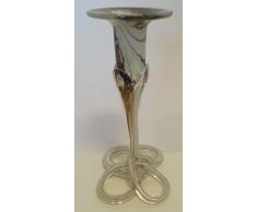 Candelabro de cristal coloreado al pie, decorativo soporte de la vela al pie de vidrio cristal soplado con boca, para velas alargadas en color violeta, purpura, blanco moderno altura circa 17 cm, disenado y fabricado por Oberstdorfer Glashütte