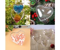 PS de bolas de Navidad bolas de árbol de Navidad bolas de Navidad bolas de plástico decoración de hogar fiesta, corazón, transparente, 80MM (2.56inch)