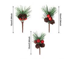 24 Piezas Selecciones de Pino Artificial Piñas Pequeñas de Bayas Falsas Pino Artificial para Boda Jardín Árbol de Navidad Decoraciones Artesanales(Juego de Estilo 2)