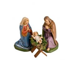 Sagrada Familia con madera Belén, 4 piezas, 11 cm de figuras de belén