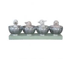 6pr1053 Clayre y Eef – figura decorativa – decoración de Pascua pollitos cordero de ganso conejo ca. 10,2 x 2,8 x 3,5 en