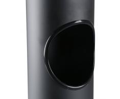 axentia – Cubo de basura con cenicero, Basurero con bandeja para ceniza, Contenedor de residuos con recipiente para colillas –acero inoxidable de color negro – 15/57 cm