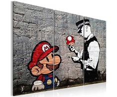 murando - Cuadro en Lienzo 60x40 cm - Banksy Impresión de 3 Piezas Material Tejido no Tejido Impresión Artística Imagen Gráfica Decoracion de Pared Mario Street Art h-B-0080-b-e