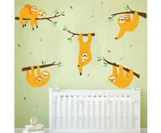 ufengke Pegatinas de Pared Perezosos Vinilos Adhesivos Pared Rama de Árbol Decorativos para Dormitorio Habitación Infantiles