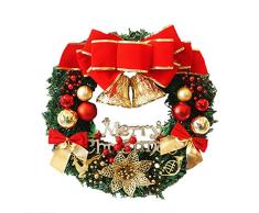 kuaetily 35 cm corona de Navidad con bola, lazo, Navidad decoración