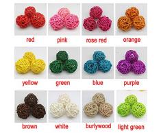 SDYDAY - Juego de 7 Bolas de Mimbre de Colores para Decorar el hogar, Boda, Navidad, Fiesta, decoración para Colgar, Rojo, Tamaño Libre