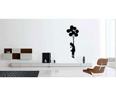 (12 x 30 cm) Banksy escapismo en vinilo adhesivo decorativo para pared de niña con globos/Street lámina de decoración de diseño de grafiti de Vinilo/Home DIY de tela! + incluye Regalo de Vinilo al azar