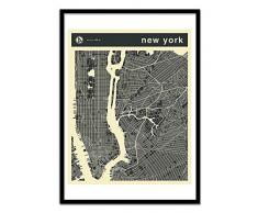 Wall Editions Art-Poster - New-York Map - Jazzberry Blue