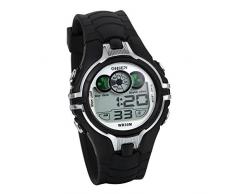 JewelryWe Relojes Deportivos Multifunción, Reloj Digital para Niños Estudiantes, Retroiluminación LED, Correa de Silicona, Relojes para Aire Libre Impermeable, Regalo de Navidad Negro