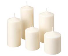Ikea Fenomen – 5 unidades sin aroma redondo pilar vela para boda, cumpleaños, vacaciones y decoración del hogar (blanco)