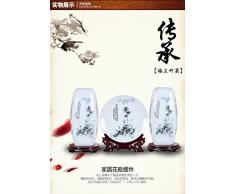 Liangliang988 Jingdezhen Jingdezhen - Jarrón de Cerámica con Orquídea de Ciruela, bambú y crisantemo, Decoración de Jarrón de Tres Piezas