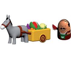 Alessi AMGI39SET Il Signor Basilico und Corbezzolo - Juego de figuras decorativas (2 piezas, porcelana, pintadas a mano), diseño de frutero y burro