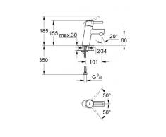 Grohe 3224010E Concetto - Batería para lavabo monomando sin orificio para el tirador (ahorro de agua)