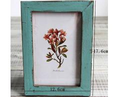 Leisial Marcos de Madera Estilo Vintage Marco de Fotos para Decoracion de Casa Foto de Boda Fotos de Paisajes Azul,17.6 * 12.6cm