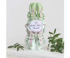 Vela tallada Regalo del día de la madre - sorpresa para mamá y abuela - Para la mejor mamá del mundo - Vela verde
