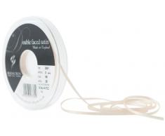 Cinta de satén de poliéster a doble cara Berisfords de 3 mm, color crema