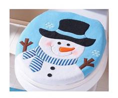 ✽Internet✽ 2 piezas Conjunto de lujo del muñeco de nieve cubierta de asiento de inodoro y alfombras de baño Conjunto de la decoración de Navidad