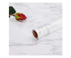 Hode Papel Adhesivo para Muebles Marmol Papel Mármol Vinilo Decoracion Papel Pintado Cocina Autoadhesivo Gris Blanco 45X200cm