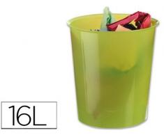 PAPELERA PLASTICO Q-CONNECT VERDE TRANSLUCIDO 16 LITROS