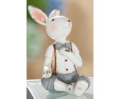 dekojohnson - Figura Decorativa de Conejo de Pascua, Vintage, casa de Campo, decoración de jardín, decoración de Pascua, Color Blanco, 9 cm