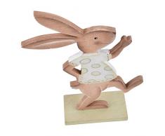 Conejo Funny Nostalgie Diseño Figura de madera marrón verde pascua mesa decoración, madera, marrón verde, 21x13x4cm