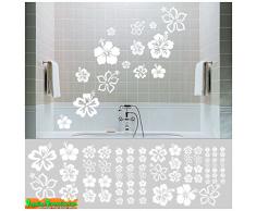 Pegatina para el baño (70 flores aprox. 3 cm hasta 12 cm blanco) KT-0142-ES