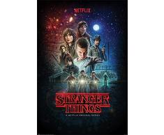 Stranger Things Póster Netflix Original Series (61cm x 91,5cm) + 2 Marcos Negros para póster con suspención