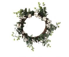 Kentop Corona de Navidad Artificial, Corona de algodón de PVC, Corona de Adviento, diámetro Aprox. 52 cm.