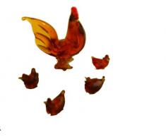 Figuras de cristal figuras de animales de color de despedida de pollo 1 altura aprox 4 cm y 4 bebés Altura aprox 1 cm