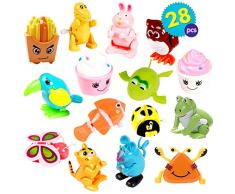THE TWIDDLERS Juego De 28 Surtida Wind Up Juguetes En 14 Diseños Distintos | Rellenos para Bolsas De Piñatas, Detalles Fiesta, Recompensas Clase | Halloween Regalos Niño Piñata Fiesta