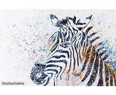 Kunstloft® Extraordinario Cuadro al óleo Zacky, The Zebra 180x120cm | Original Pintura XXL Pintado a Mano sobre Lienzo | Zebra Animal Salvaje Blanco Negro | Mural de Arte Moderno en una Pieza