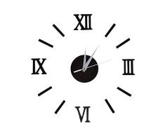 Fdit DIY Reloj de Pared sin Marco 3D Espejo Pared Reloj Mute Pegatinas de Pared para salón Dormitorio hogar, Negro