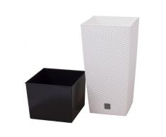Jarrón Terra Rato de material plástico con maceta interior, color blanco, 60 cm