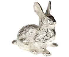 Macosa Home - Figura Decorativa de Conejo de Pascua (23 cm, Color Plateado