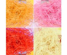 Keleily Hierba de Pascua 8 Pack Papel Kraft Triturado para Embalaje de Regalo, Relleno de Cesta de Decoración, Relleno de Cesta, Rojo, Rosa, Amarillo, Beige, 160G